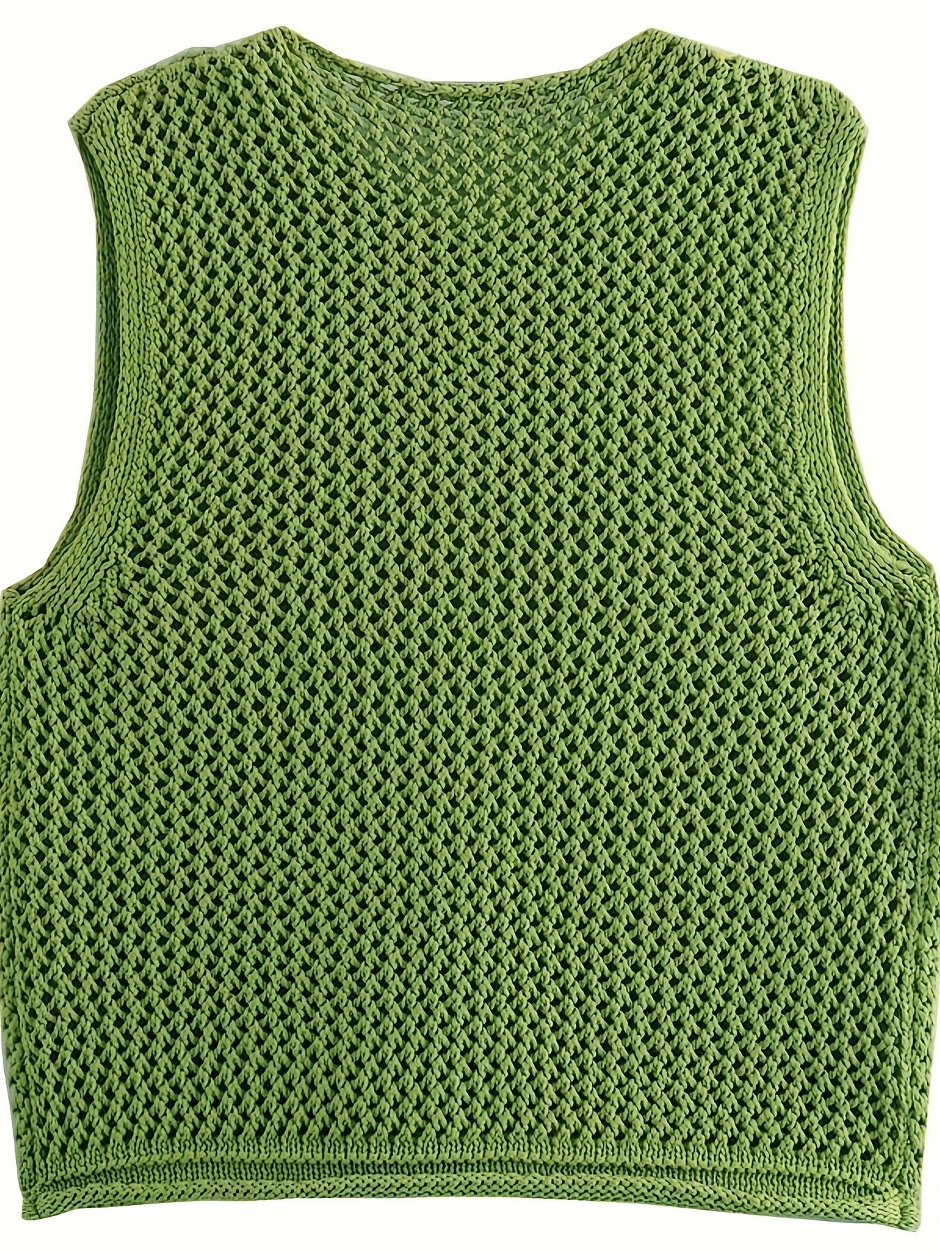 Women's Casual Sleeveless Knit Vest with Large Button Front and Patch Pockets - Lightweight Polyester Cardigan for Spring/Summer/Fall - Green, Knit Cardigan